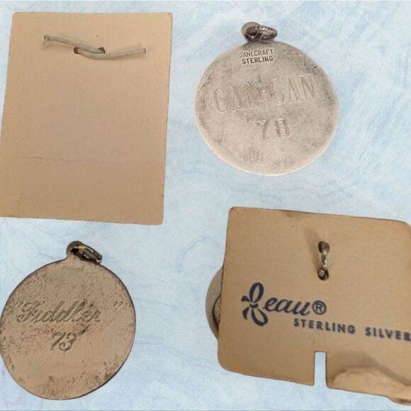 Vintage 70s Comedy Tragedy Drama sterling silver‎ pendant/charm lot - Picture 5 of 15